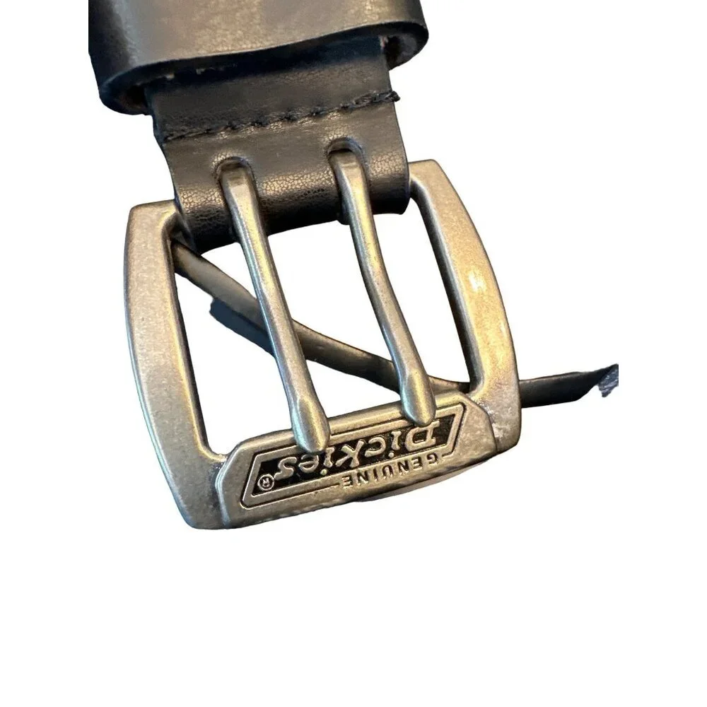 Dickies Mens Black Genuine‎ Leather Belt With Double Prong Buckle Size 42/105